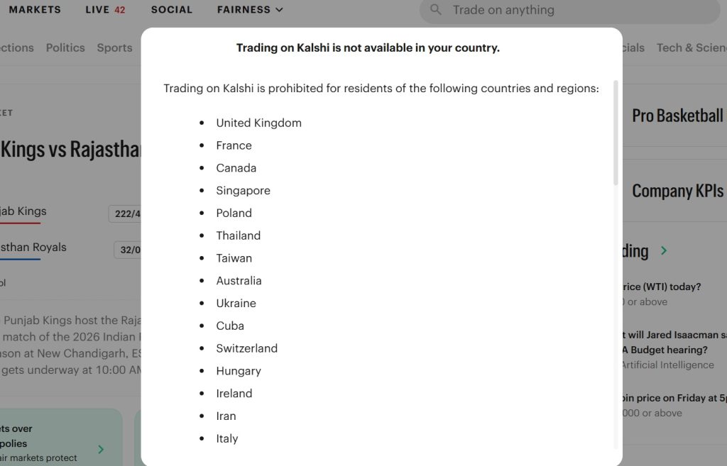 Kalshi Not Available